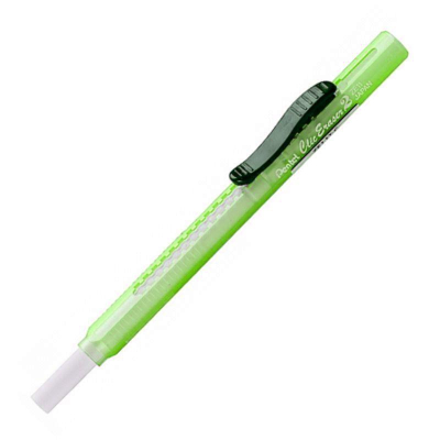 Ластик-карандаш пластиковый Pentel 'Clic Eraser-2' прозрачный зеленый корпус